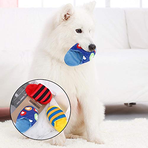 Squeaky Plush Dog Toys 3 Pack, Cute Pet Plush Toys Slipper Shape Zapatillas para Masticar Perros para Perros Grandes y medianos Juguetes para Cachorros Squeak