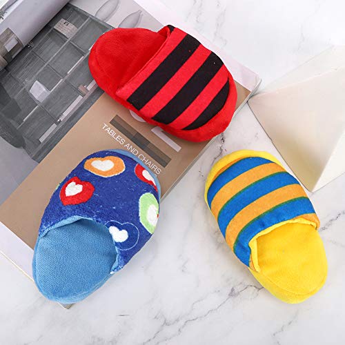 Squeaky Plush Dog Toys 3 Pack, Cute Pet Plush Toys Slipper Shape Zapatillas para Masticar Perros para Perros Grandes y medianos Juguetes para Cachorros Squeak