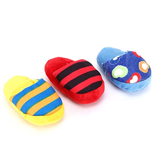 Squeaky Plush Dog Toys 3 Pack, Cute Pet Plush Toys Slipper Shape Zapatillas para Masticar Perros para Perros Grandes y medianos Juguetes para Cachorros Squeak