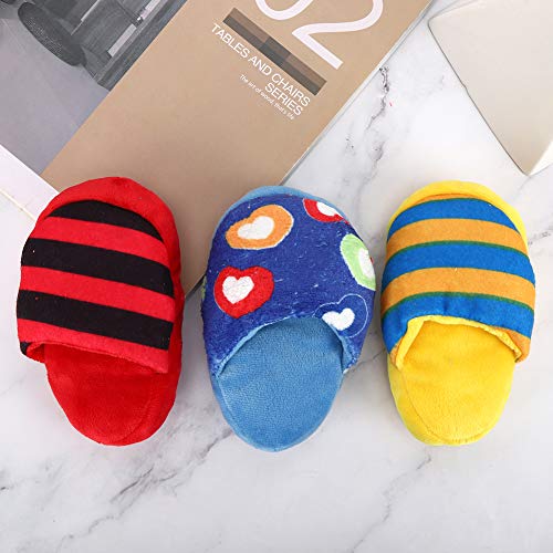 Squeaky Plush Dog Toys 3 Pack, Cute Pet Plush Toys Slipper Shape Zapatillas para Masticar Perros para Perros Grandes y medianos Juguetes para Cachorros Squeak