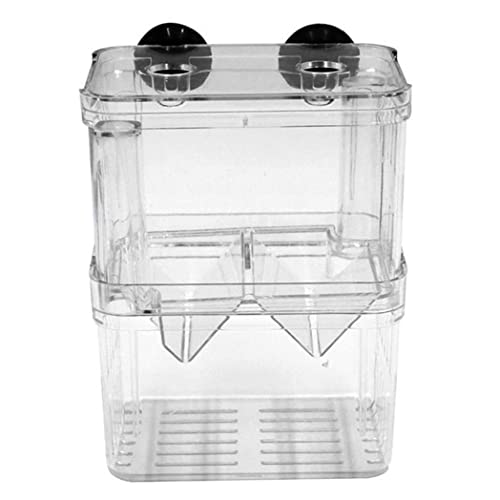 Sraeriot Caja Cría Peces Incubadora Acuarios Fry Hatchery Caja Aislamiento Peces Pescado Piense Contenedor Divisor con Ventosas Copas Doble Capas Acrílico Transparente S, Tanque Peces Y