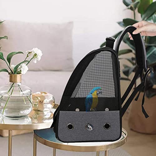 Sraeriot Mochila de Jaula de Viaje de Portador de Aves con Soporte portátil liviano Transpirable para Loros pájaros Mascotas Gris, Portador de Aves