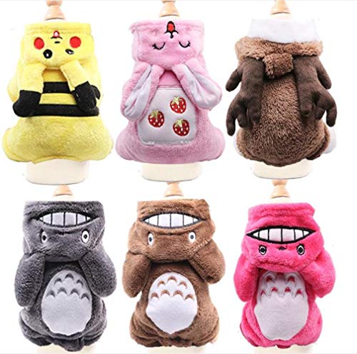 SSXCO Mascota Perro Invierno cálido Coral Polar Ropa Perro Gato Lindo Animal de Dibujos Animados Cosplay Abrigo Ropa para Cachorro Chihuahua Mascota Disfraz