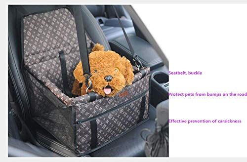 STARPIA Protector de Asiento de Coche para Mascotas Perros Gatos, Cinturón de Seguridad/Bolsa de Almacenamiento, Capazo de Coche Plegable Impermeable Lavable para Perros Viaje (Marrón Clásico)