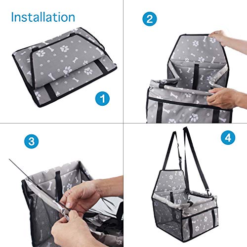 STARPIA Protector de Asiento de Coche para Mascotas Perros Gatos, Cinturón de Seguridad/Bolsa de Almacenamiento, Capazo de Coche Plegable Impermeable Lavable para Perros Viaje (Gris)