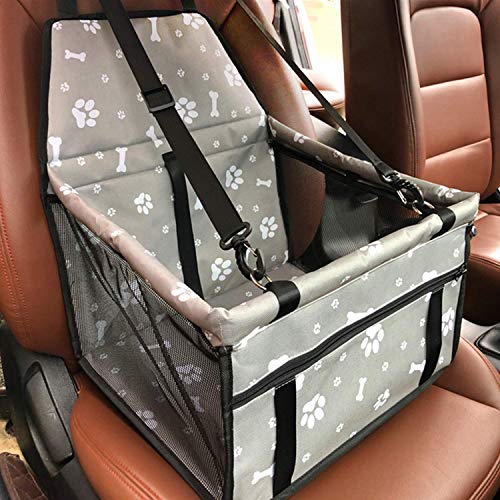 STARPIA Protector de Asiento de Coche para Mascotas Perros Gatos, Cinturón de Seguridad/Bolsa de Almacenamiento, Capazo de Coche Plegable Impermeable Lavable para Perros Viaje (Gris)