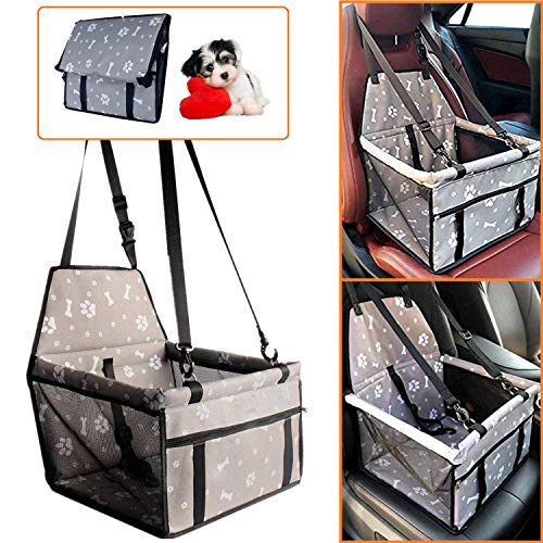 STARPIA Protector de Asiento de Coche para Mascotas Perros Gatos, Cinturón de Seguridad/Bolsa de Almacenamiento, Capazo de Coche Plegable Impermeable Lavable para Perros Viaje (Gris)