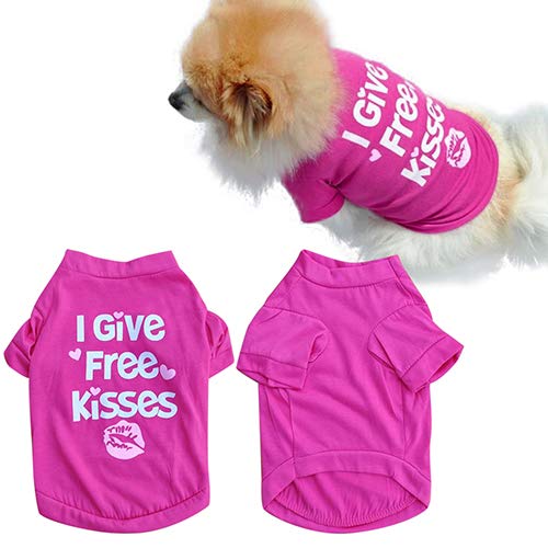 strimusimak - Camiseta para Perro con Labios Rojos y Rosas para Cachorros y Gatos pequeños, para Primavera, Verano, Chaleco