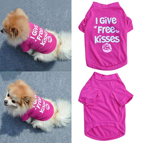 strimusimak - Camiseta para Perro con Labios Rojos y Rosas para Cachorros y Gatos pequeños, para Primavera, Verano, Chaleco