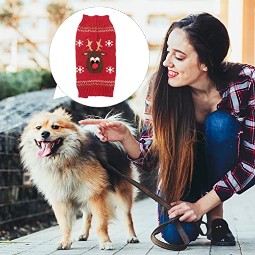 Suéter navideño para perro, sudadera de punto para mascotas, para invierno, cálida, suave, con diseño de ciervo, para perros pequeños y medianos