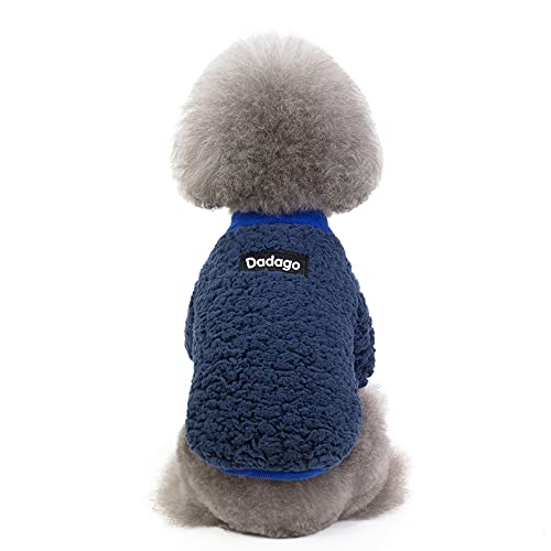 Suéter para perro pequeño, gato, cachorro, abrigo cálido para invierno, para mascotas, clima frío, ropa de forro polar lindo, suéter para perros pequeños, niña niño (grande, azul)