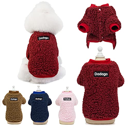 Suéter para perro pequeño, gato, cachorro de invierno, abrigo cálido para mascotas, ropa de forro polar, para perros pequeños, niña y niño (grande, rojo)