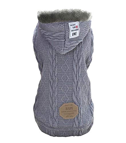 Suéter para Perros Ropa Sudadera con Capucha Suéter de Lana Gorra Invierno Cálido Suéter de Cuello Alto Abrigo de Lana para Perro Pequeño Mediano Gato