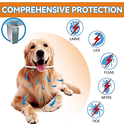 Sugelary Collar Antiparasitario Perros, Collar Antiparasitario para Perro Ajustabl, Protección de 12 Meses Mejorada con Aceites Esenciales Naturales para Perros Pequeños, Medianos y Grandes(2PCS)