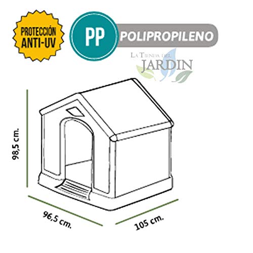 Suinga CASETA Perro Resina Grande 105x97x99 cm. Garantiza una solida protección y Resistencia a Todo Tipo de climatologías. Suelo Alto para aislar de la Humedad