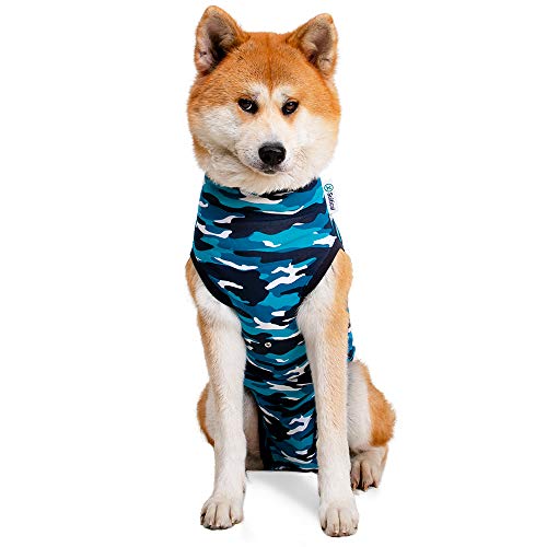 Suitical Recovery Suit Perro, L, Camuflaje Azul