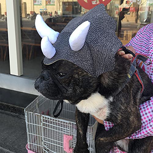 SULUO Arnés para Mascotas, Sombrero para Mascotas De Triceratops, Disfraz De Halloween Divertido Y Divertido, Disfraz De Hebilla Ajustable Festival De Sombreros De Dinosaurio