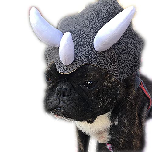 SULUO Arnés para Mascotas, Sombrero para Mascotas De Triceratops, Disfraz De Halloween Divertido Y Divertido, Disfraz De Hebilla Ajustable Festival De Sombreros De Dinosaurio