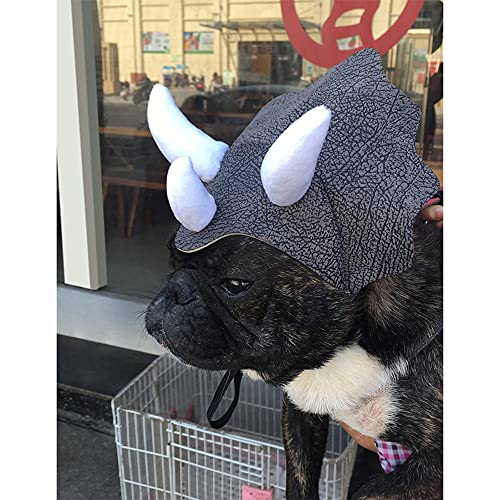 SULUO Arnés para Mascotas, Sombrero para Mascotas De Triceratops, Disfraz De Halloween Divertido Y Divertido, Disfraz De Hebilla Ajustable Festival De Sombreros De Dinosaurio