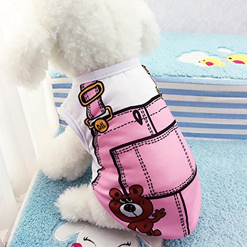 SunGren Chaleco de Perro, Ropa de Mascota Falsa de Verano Ropa para Perros de Mascota Camisa de Chaleco de Gato Cachorro Chaqueta Falsa Chaleco Tops(S,Rosado)