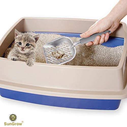 SunGrow Arenero Antiadherente Para Gatos Con Soporte, 2 Minutos Para Limpiar Una Caja de Arena, Indestructible Grado Industrial Acero Inoxidable, Familia Heirloom