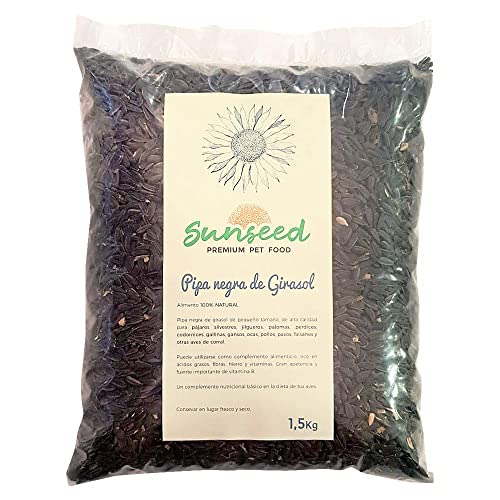 Sunseed Complemento alimenticio Premio. Pipa Negra de Girasol para Aves, Palomas, jilgueros, gallinas, Pollos, faisanes 1,5 Kg