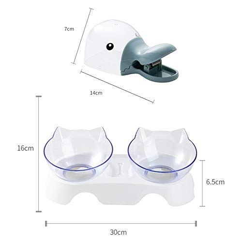 Sunshine smile tazones para Gatos antivomitos,Comedor Gato,Doble Gato Cuenco,Tazón de Comida para Gatos Ajustable,Doble Comederos Perros Gatos,Cuenco para Mascotas Transparente (Transparente)