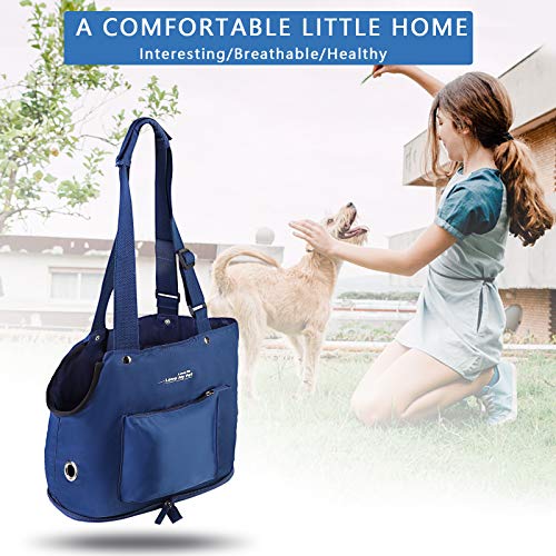 SUPERNIGHT Bolsa de Transporte para Perros, Bolso de Mano Plegable con Correa Ajustable para el hombro para Cachorros Menos de 5kg, conejo, perro, gato, subterráneo, azul oscuro