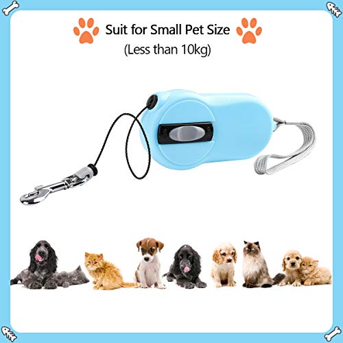 SUPERNIGHT Correa Extensible para Perro, 3 Metros/10 pies, 360° sin enredos, Mini Retráctil para Perros de Raza Pequeña, Mascotas, Gatos, Conejos de Menos de 10 kg, un botón de Freno y Bloqueo, Azul