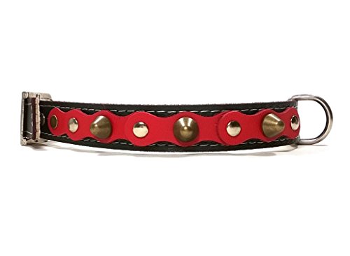 Superpipapo Original Collar para Perro de Cuero Negro y Rojo con Pinchos, Todas Las Tallas, Correa Opcional, Piel de Calidad, Diseño Hecho a Mano, Mediano, 50 cm M-Wide: Cuello 35-40 cm, Ancho 28mm