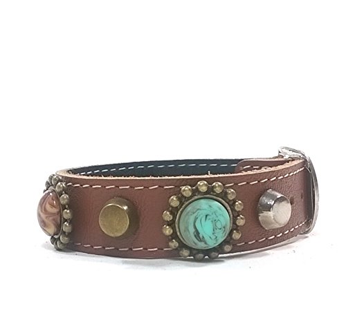 Superpipapo Pulsera de Cuero con Hebilla a Juego, Diseño Bohemo de Lujo con Piedras Color Turquesa