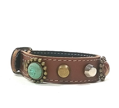 Superpipapo Pulsera de Cuero con Hebilla a Juego, Diseño Bohemo de Lujo con Piedras Color Turquesa