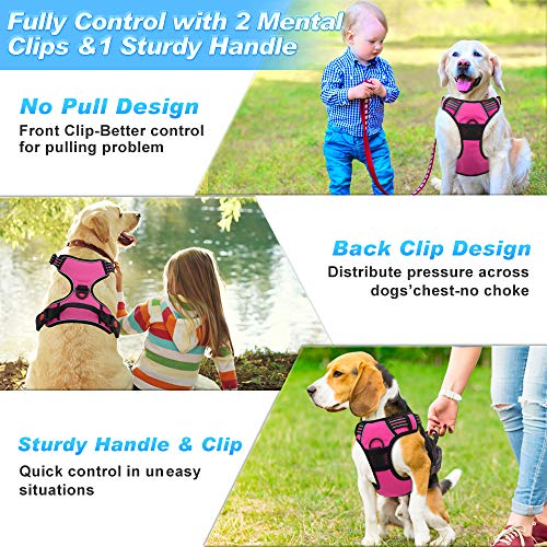 Supet Arnés para Perros Chaleco Ajustable para Mascotas al Aire Libre Arnés de Material Oxford Reflectante 3M para Perros Control fácil para Perros Pequeños Medianos Grandes