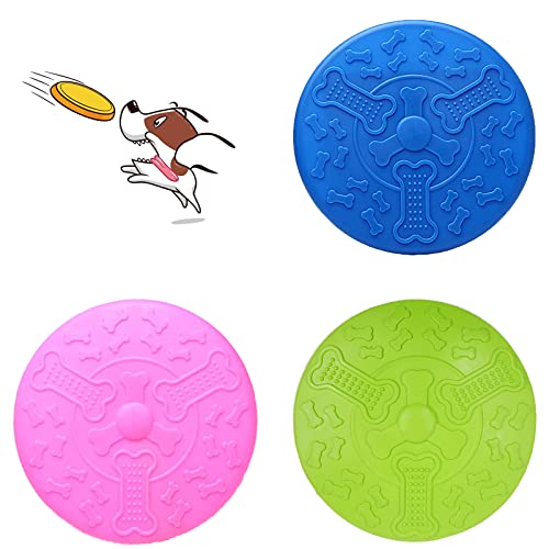 SUpoetry 3 Piezas Frisbee Perro, Perros interactivos Frisbee, Disco Volador para Mascotas, para el Adiestramiento de Perros, 18,5 cm Rojo Verde Azul