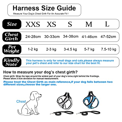 Suredoo Arnés Perro Pequeños Arnés Antitirones Reflectante Cómodo Transpirable Arneses Chaleco para Cachorros, Perros Pequeños y Gatos (XS, Azul)