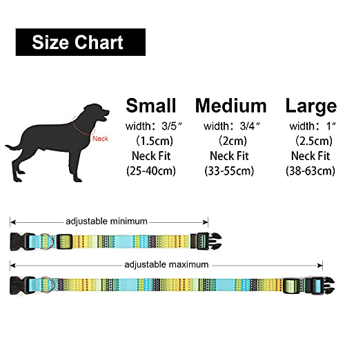 Suredoo Collar Perro, Ajustable y Resistente con Patrones de Moda, Collar Nylon Cómodos para Perros Pequeños Medianos Grandes, Cachorros (S, Amarillo)