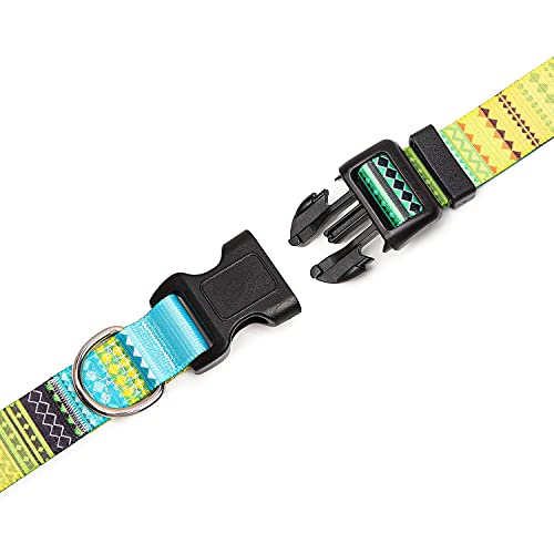 Suredoo Collar Perro, Ajustable y Resistente con Patrones de Moda, Collar Nylon Cómodos para Perros Pequeños Medianos Grandes, Cachorros (S, Amarillo)