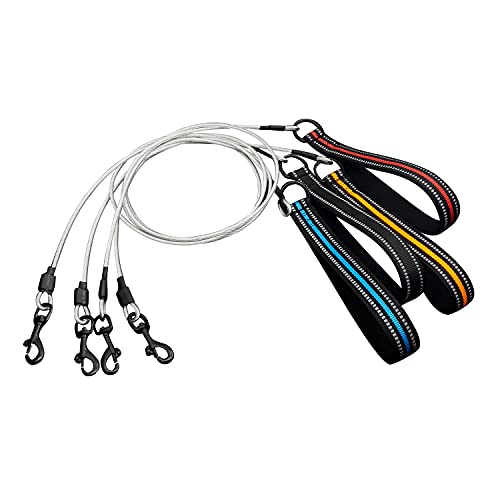 Suredoo Correa para Perros a Prueba de Masticar con Mango Acolchado Suave, Correa de Perros de Metal Resistente a La Masticación, Cuerda de Cable Acero Inoxidable para Perros Pequeños, Medianos (Rojo)