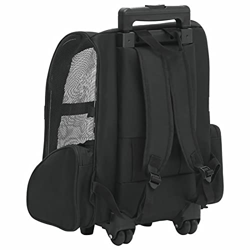 Susany Transportín 2 en 1 para Mascotas Mochila o Carrito de Viaje para Perro y Gato con 2 Ruedas Carrito Trolley Plegable Multiusos para Mascotas Negro 40 x 25 x 55 cm