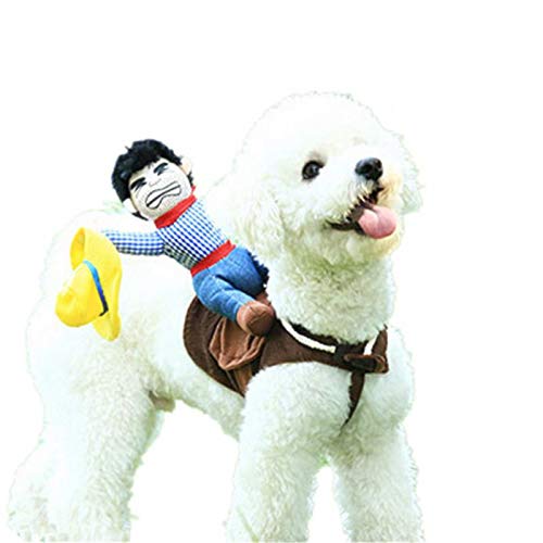 SXDY Disfraz de Perro Vaquero con Sombrero, Disfraz de Mascota, Ropa para Perro, Traje de Jinete de Vaquero, diseño único, Buena protección Solar, para Pug, maltés, Jack Russell Terrier