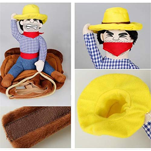 SXDY Disfraz de Perro Vaquero con Sombrero, Disfraz de Mascota, Ropa para Perro, Traje de Jinete de Vaquero, diseño único, Buena protección Solar, para Pug, maltés, Jack Russell Terrier