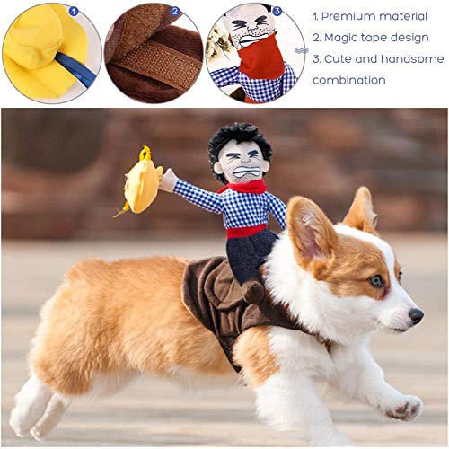 SXDY Disfraz de Perro Vaquero con Sombrero, Disfraz de Mascota, Ropa para Perro, Traje de Jinete de Vaquero, diseño único, Buena protección Solar, para Pug, maltés, Jack Russell Terrier