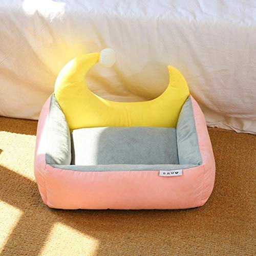 SYQY Pet Moon Bed Teddy Cat Kennel Desmontable Lavable Four Seasons-Nido de Luna Rosa_L