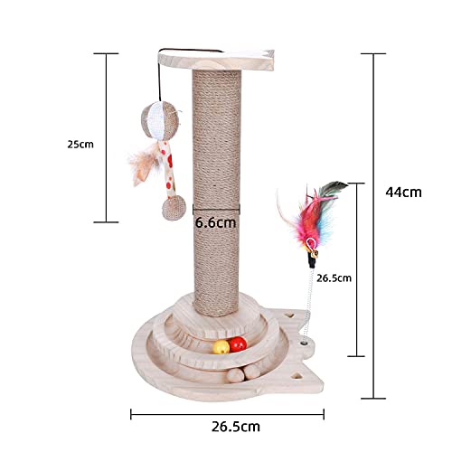 Tablero Rascador Para Gatos, Estructura Duradera y de Alta Calidad, Escalar de Sisal Natural de 44 cm con 6 Almohadillas Antideslizantes, Centro de Actividades de Juguetes Árbol Rascador Para Gatos