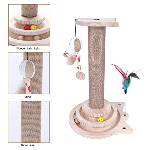 Tablero Rascador Para Gatos, Estructura Duradera y de Alta Calidad, Escalar de Sisal Natural de 44 cm con 6 Almohadillas Antideslizantes, Centro de Actividades de Juguetes Árbol Rascador Para Gatos