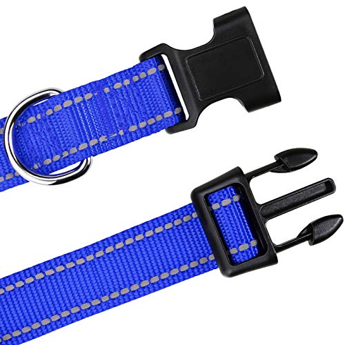 TagME Collar Perro Ajustable,Collar Nylon Reflectante,para Caminar Correr Entrenamiento,para Perros Medianos,Azul Marino,2.5cm De Ancho