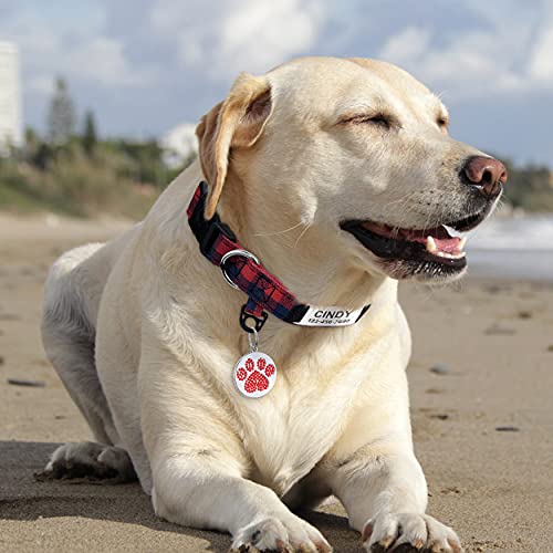 TagME Personalizado Collar Perros Medianos , Nylon Collares con Nombre y Número de Teléfono Grabados, Rojo M