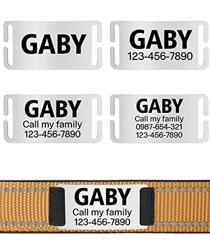 TagME Personalizado Nylon Collares para Perros, Ajustable Reflectante Collar Perro con Acolchados, Etiqueta de Acero Inoxidable Nombre Grabado y Número de Teléfono, Caqui