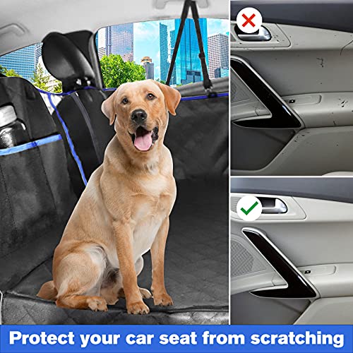 TAMOWA Funda Perros Coche, Funda de Asiento para Perros Impermeable y Resistente, Pet Cubierta Asiento Coche Perro ​con Ventana de Malla, Universal para SUV, Camión, Transportar y Viaje, Negro