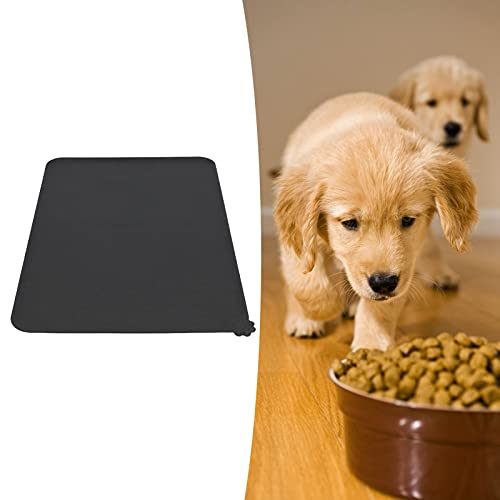 Tapete para cuencos para mascotas, almohadilla para alimentos para mascotas Diseño de borde elevado Silicona suave Superficie lisa para proteger el piso para cuencos para mascotas Fuentes(negro)